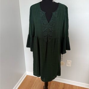 NWT XXL Knox Rose Dark Green Boho Dress